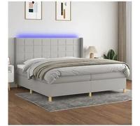 vidaxl Cama box spring con colchón tela y LED gris claro 200x200 cm