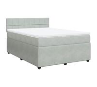 vidaXL Cama Box Spring con colchón Terciopelo Gris Claro 140x200 cm