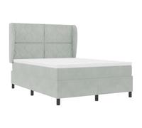 vidaXL Cama Box Spring con colchón Terciopelo Gris Claro 160x200 cm