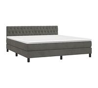 vidaXL Cama Box Spring con colchón Terciopelo Gris Oscuro 180x200 cm