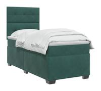 vidaXL Cama Box Spring con colchón Verde Oscuro 100 x 200 cm, Cama Moderna para Dormitorio, Terciopelo, cabecera Ajustable, colchón Firme, sueño reparador, Ideas de Muebles