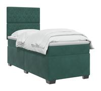 vidaXL Cama Box Spring con colchón Verde Oscuro 100 x 200 cm, Cama Moderna para Dormitorio, Terciopelo, cabecera Ajustable, colchón Firme, sueño reparador, Ideas de Muebles