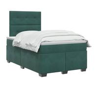 vidaXL Cama Box Spring con colchón Verde Oscuro 120 x 190 cm, Cama Moderna para Dormitorio, Terciopelo, cabecera Ajustable, colchón Firme, sueño reparador, Ideas de Muebles