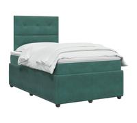vidaXL Cama Box Spring con colchón Verde Oscuro 120 x 200 cm, Cama Moderna, Base de resortes, Ajustable con colchón, Marco de diseño, Descanso cómodo en casa