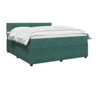 vidaXL Cama Box Spring con colchón Verde Oscuro 140 x 200 cm, Cama de Box Spring Moderna, cabecera Ajustable cómoda, tapizada en Terciopelo, Mueble Elegante Que Ahorra Espacio