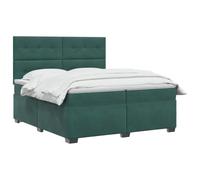 vidaXL Cama Box Spring con colchón Verde Oscuro 200 x 200 cm