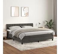 vidaXL Cama Box Spring con Colchón Viscoelástico Espuma Protector Muelles Ensacados Adaptable Acolchado Reversible Terciopelo Gris Oscuro 180x200 cm