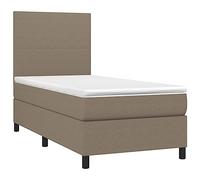 vidaXL Cama Box Spring con Colchón Viscoelástico Espuma Protector Muelles Ensacados Adaptable Acolchado Reversible Tela Gris Taupe 80x200 cm