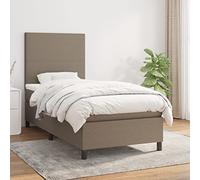 vidaXL Cama Box Spring con Colchón Viscoelástico Espuma Protector Muelles Ensacados Adaptable Acolchado Reversible Tela Gris Taupe 80x200 cm
