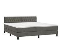 vidaXL Cama Box Spring con Colchón Viscoelástico Espuma Protector Muelles Ensacados Adaptable Acolchado Reversible Terciopelo Gris Oscuro 180x200 cm