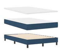 vidaXL Cama Box Spring con Colchón y Banco Azul 120X200 cm Tela Diseño Elegante Soporte Cómodo Montaje Fácil Ideal para Dormitorio Topper Almohadilla Espuma Muebles Sofá