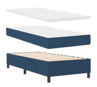 vidaXL Conjunto de Cama Box Spring Azul Colchón y Banco 90X200 cm Contemporáneo Marco de Espuma Muebles de Dormitorio Protector Topper Almacenamiento Rectangular Moderno