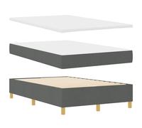 vidaXL Cama Box Spring con Colchón y Banco Gris Oscuro 120x190 cm Tela