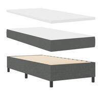 vidaXL Cama con somier con colchón y banco, color gris oscuro, 90 x 200 cm, tela para muebles de dormitorio, comodidad, diseño elegante, asiento interior, cubrecolchón acolchado, tamaño Queen