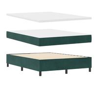 vidaXL Cama Box Spring con Colchón y Banco Verde Oscuro 140x190 cm Terciopelo