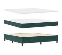 vidaXL Cama Box Spring con Colchón y Banco Verde Oscuro 180x200 cm Terciopelo