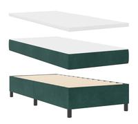 vidaXL Cama Box Spring con colchón y Banco Verde Oscuro 90x190 cm Terciopelo