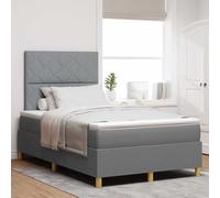 vidaXL Cama Box Spring con Colchón y LED Gris Claro 80X200 cm Tela Resistente a Manchas Textura Suave Diseño Moderno Muebles de Dormitorio Protector Almohadilla Topper Espuma