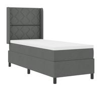 vidaXL Cama Box Spring con colchón y LED Gris Oscuro 90x190 cm Tela