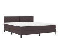 vidaXL Cama Box Spring con Colchón y LED Marrón Oscuro 180x200 cm Tela
