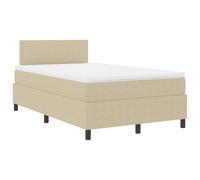 vidaXL Cama Box Spring con colchón y luz LED en Tela de Corduroy Beige de 120 x 200 cm. Es un Mueble de Dormitorio Unisex para Adultos, Ideal para un sueño Moderno. Tiene Ropa de Cama Ajustable, mar