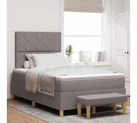 vidaXL Cama Box Spring con Colchón y Topper Taupe 120 X 190 cm Tela Suave Estructura de Madera Natural