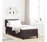vidaXL Cama Box Spring de con colchón marrón Oscuro, 80 x 200 cm. Tiene un Marco de Madera, cabecera en la Pared, colchón de Espuma con Varias Zonas para un Soporte Suave y Medio, Patas de Poste y u