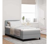 vidaXL Cama Box Spring Gris Claro Colchón de Espuma y Tira LED 90X200 cm Mobiliario Moderno para Dormitorio Estructuras Tapizadas Base Funda