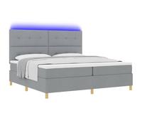 vidaXL Cama Box Spring LED con cabecera Gris Claro 200 x 200 cm Tela | Diseño Cómodo: Viene con un colchón y un topper para que estés bien comfy.