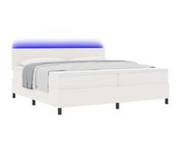 vidaXL Cama Box Spring LED Crema y 200 x 200 cm Tela de Pana, Cama con cabecero Ajustable, Marco Moderno, colchón de Espuma Duradera, diseño contemporáneo, soluciones de Confort eficientes
