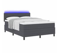 vidaXL Cama Box Spring LED Gris Oscuro y 140 x 200 cm Tela de Pana, Cama con cabecero Ajustable, Marco Moderno, colchón de Espuma Duradera, diseño contemporáneo, soluciones de Confort eficientes