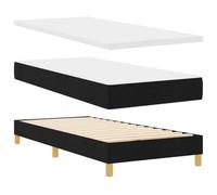 vidaXL Cama Box Spring Negra 100 x 200 cm con cabecera Ajustable y tapizada, colchón de firmeza Media, diseño Moderno, Tejido amigable con la Piel, Cubierta removible y Lavable dor