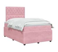 vidaXL Cama boxspring con colchón rosa, 120 x 190 cm terciopelo, dormitorio moderno, cama con resortes, colchón ajustable, marco elegante, sueño cómodo en casa