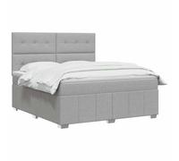 vidaXL Cama Boxspring LED con Colchón Gris Claro 140 x 190 cm Tela