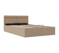 vidaXL Cama Canapé Hidráulica con LED Cuero Sintético Casa Decoración Interior Resistente Robusta Duradera Práctica Cómoda Útil Capuchino 140x200cm