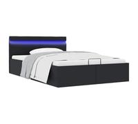 vidaXL Cama Canapé Hidráulica con LED Cuero Sintético Somier Decoración Interior Resistente Robusta Duradera Práctica Cómoda Útil Negro 120x200cm