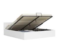 vidaXL Cama Canapé Hidráulica Cuero Sintético Mobiliario Casa Decoración Interior Resistente Robusta Duradera Práctica Cómoda Útil Blanco 180x200cm