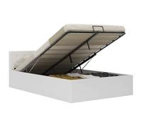 vidaXL Cama Canapé Hidráulica Cuero Sintético Mobiliario Casa Decoración Interior Resistente Robusta Duradera Práctica Cómoda Útil Blanco 120x200cm