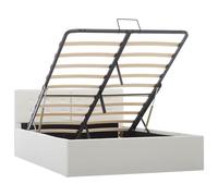 vidaXL Cama Canapé Hidráulica Cuero Sintético Mobiliario Casa Decoración Interior Resistente Robusta Duradera Práctica Cómoda Útil Blanco 120x200cm