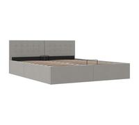 vidaXL Cama Canapé Hidráulica Luces LED Tela Mobiliario Decoración Interior Resistente Robusta Duradera Práctica Cómoda Útil Gris Claro 160x200cm