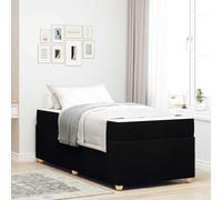 vidaXL Cama Completa 90 x 200 cm Negro. Diseño Moderno y Elegante. Tejido Suave. Espuma de Alta Densidad. Colchón Firme de Nivel Medio. Acabado Mate. Piernas de Madera Natural. Marco de Listones fij