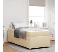 vidaXL Cama Completa con colchón de Espuma densa Blanco y Crema de 90 x 190 cm, Media Firme, tapizada en Cuero sintético Mate, con Estructura Fija de Listones. Muebles de Dormitorio Interior con DIS