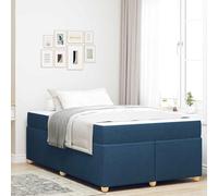 vidaXL Cama Completa Moderna Azul 120 x 190 cm, Tela Suave, Acabado Mate, Piernas de Madera Natural, Colchón de Espuma de Alta Densidad, Firmeza Media. Incluye Estructura, Arreglar Tu
