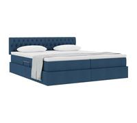 vidaXL Cama con Almacenamiento Azul 200 x 200 cm Cuero sintético, Cama de Almacenamiento Moderna, colchón de Espuma cómodo, diseño Urbano, Mueble Que Ahorra Espacio, Marco hidráulico