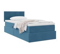 vidaXL Cama con Almacenamiento Azul Oscuro 100 x 200 cm Terciopelo, Cama de Almacenamiento Elegante, colchón Moderno Incluido, hidráulica, tapizado Suave, diseño Funcional y Estiloso