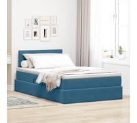 vidaXL Cama con Almacenamiento Azul Oscuro 120 x 200 cm Terciopelo, Dormitorio, Diseño Rectangular, Muebles Modernos para Espacios compactos, Materiales duraderos para Comodidad Prolongada, Ideas de