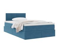 vidaXL Cama con Almacenamiento Azul Oscuro 120 x 200 cm Terciopelo, Dormitorio, Diseño Rectangular, Muebles Modernos para Espacios compactos, Materiales duraderos para Comodidad Prolongada, Ideas de