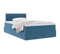 vidaXL Cama con Almacenamiento Azul Oscuro 120 x 200 cm Terciopelo, Dormitorio, Diseño Rectangular, Muebles Modernos para Espacios compactos, Materiales duraderos para Comodidad Prolongada, Ideas de