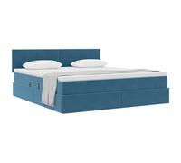 vidaXL Cama con Almacenamiento Azul Oscuro 180 x 200 cm Terciopelo, Dormitorio, Diseño Rectangular, Muebles Modernos para Espacios compactos, Materiales duraderos para Comodidad Prolongada, Ideas de