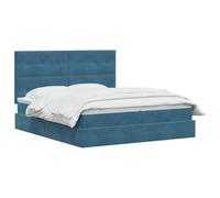 vidaXL Cama con Almacenamiento Azul Oscuro 200 x 200 cm Terciopelo, Cama Moderna con Almacenamiento, elevación hidráulica, colchón de Terciopelo, diseño Funcional, Muebles Interiores
